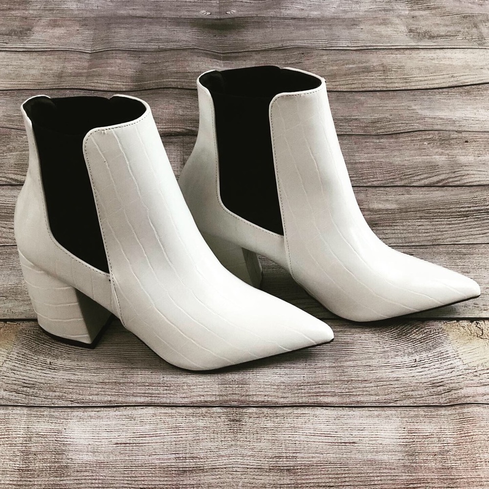 White Pointy Toe Booties